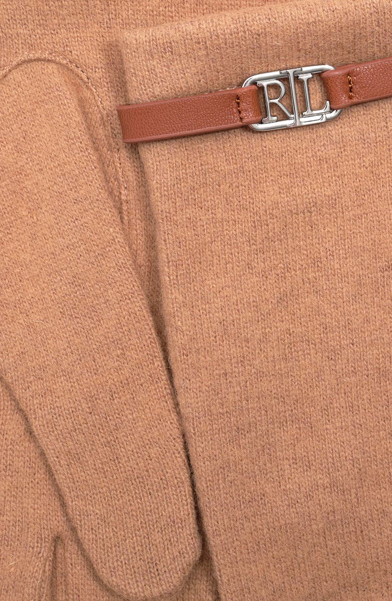 Lauren Ralph Lauren Oval Logo Bracelet Wool & Cashmere Blend Gloves, Alternate, color, Classic Camel