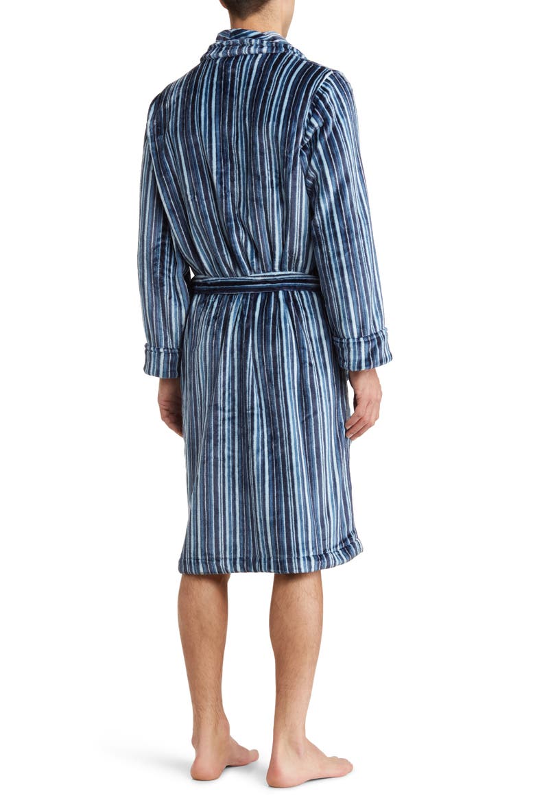 Patterned Plush Robe, Alternate, color, BLUE CERAMIC FRANCES STRIPE
