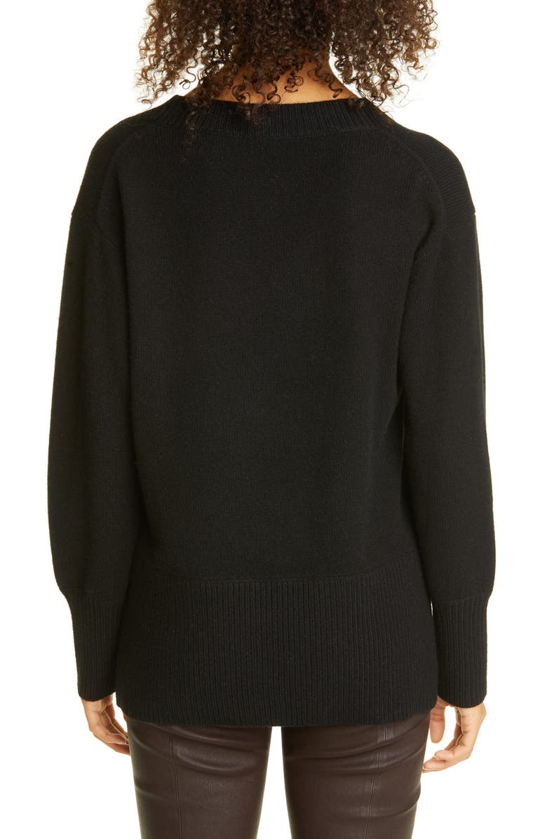 Vince Ribbed V-Neck Cashmere Tunic Sweater, Alternate, color, 