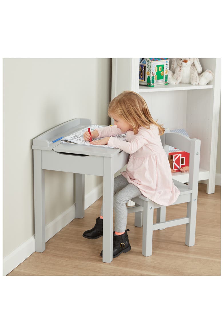 Wooden Lift-Top Desk & Chair Set, Alternate, color, GREY