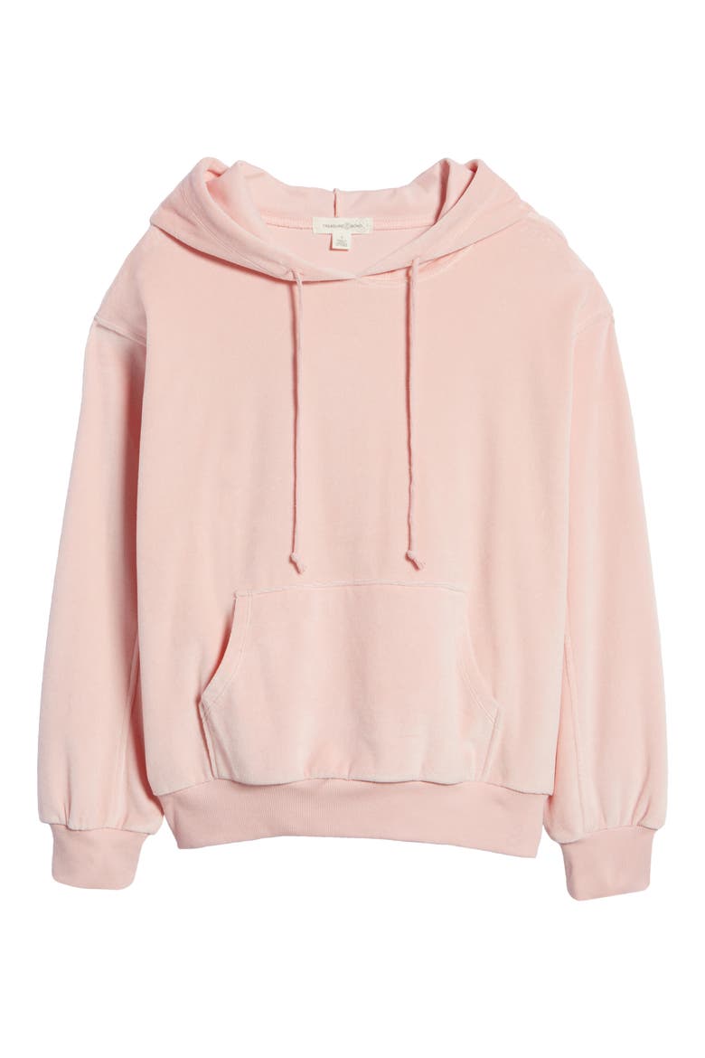 Velour Treatment Hoodie, Alternate, color, PINK PEACHSKIN