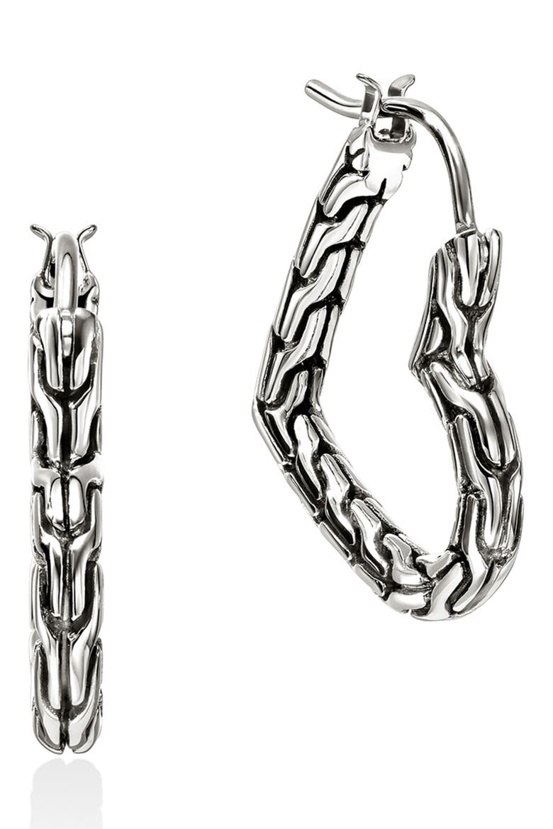 Essentials Heart Hoop Earrings, Main, color, SILVER