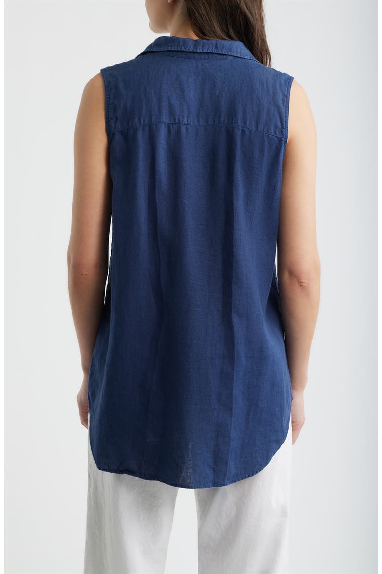 Finley Sleeveless Linen Button-Up Shirt, Alternate, color, NAVY
