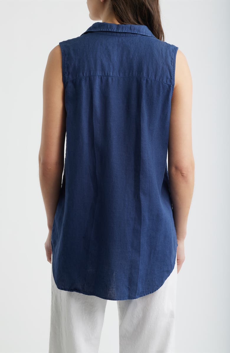 Frank & Eileen Finley Sleeveless Linen Button-Up Shirt, Alternate, color, Navy