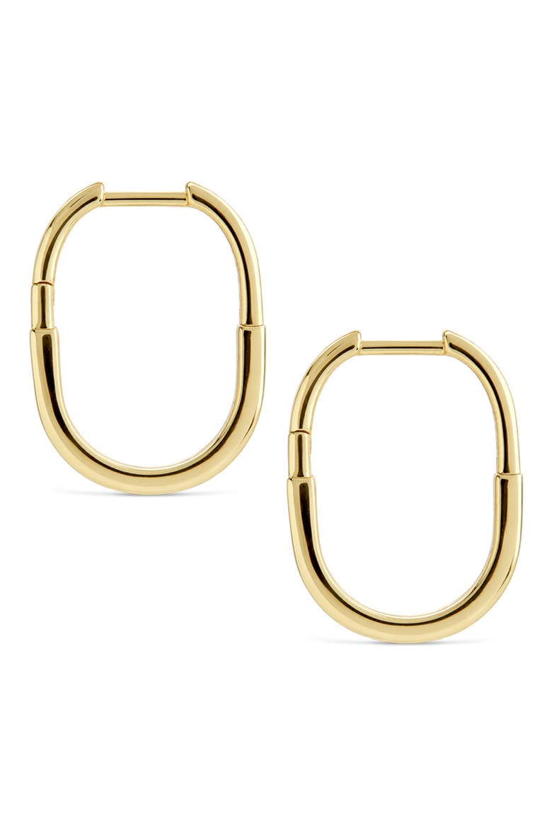 Slim Pavé Oval Hoop Earrings, Alternate, color, GOLD