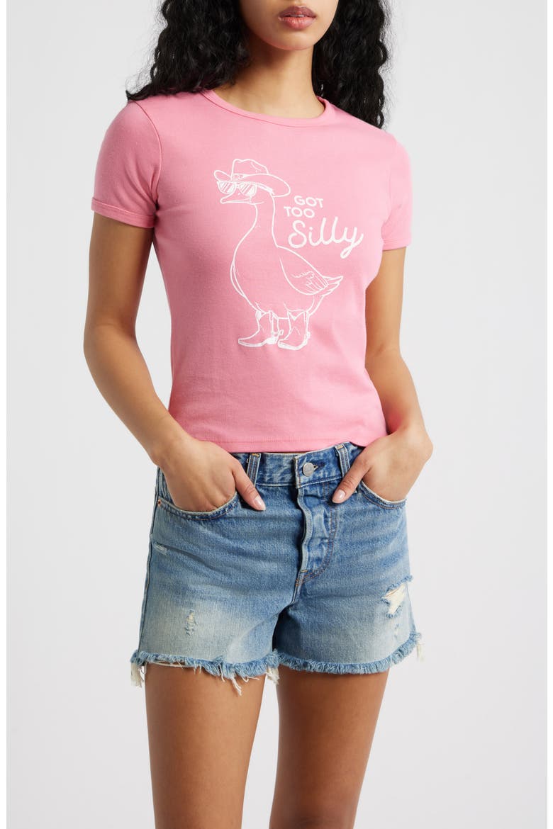 Got Too Silly Graphic Baby Tee, Main, color, FUSCHIA PINK