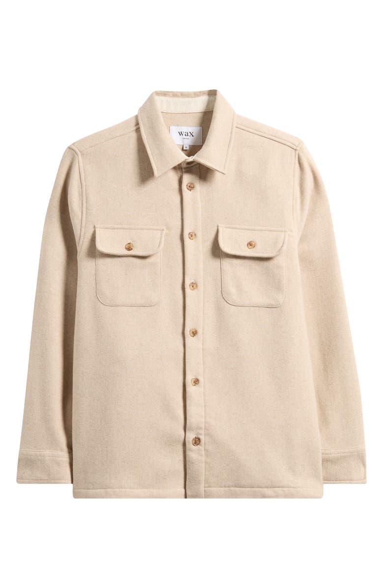 Wax London Lomond Wool Blend Melton Button-Up Overshirt, Main, color, Natural