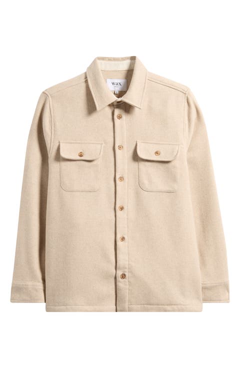 Lomond Wool Blend Melton Button-Up Overshirt