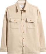 Wax London Lomond Wool Blend Melton Button-Up Overshirt
