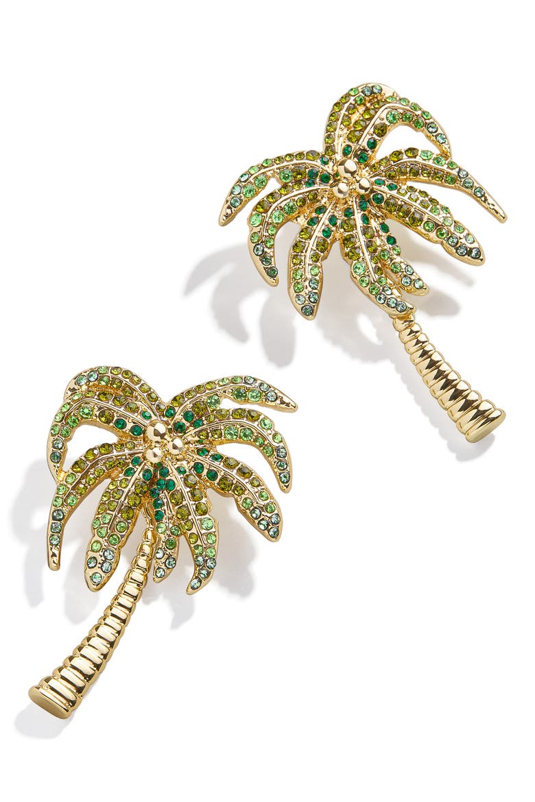 Talk to the Palm Pavé Statement Earrings, Main, color, GREEN