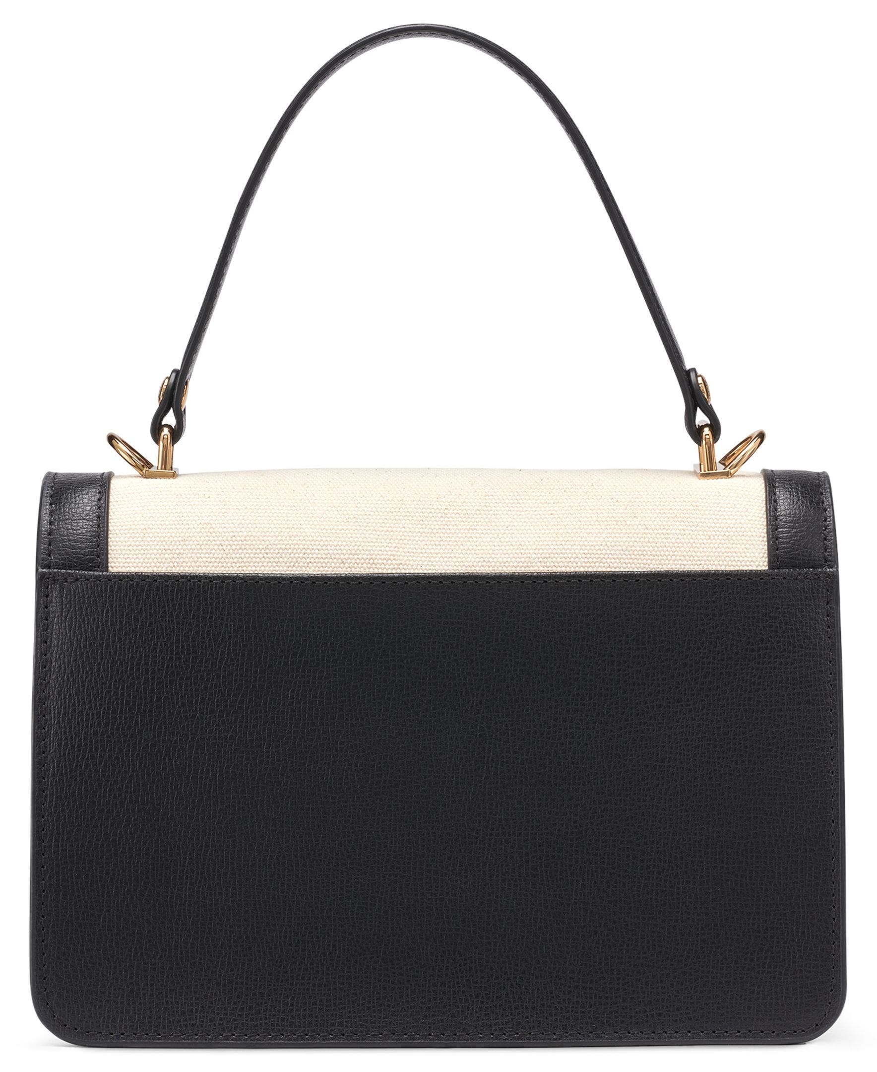 KARL LAGERFELD PARIS Simone Canvas Satchel, Alternate, color, Natural/Black