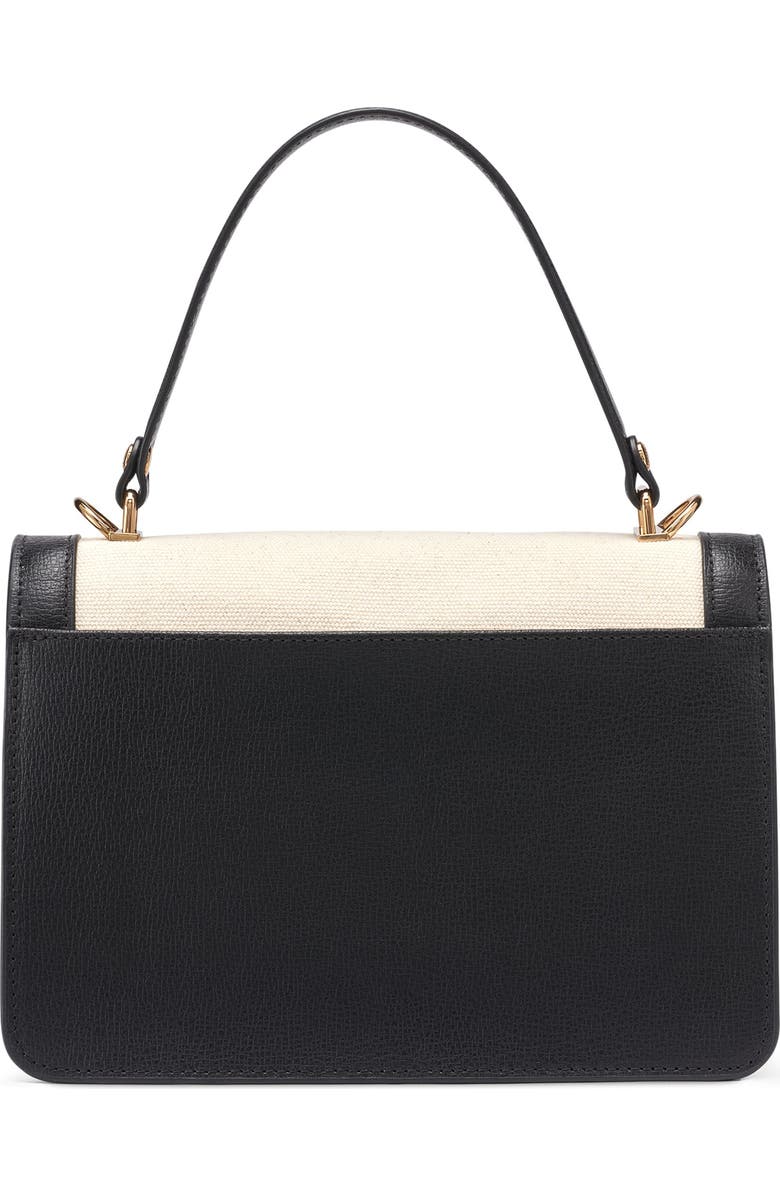 KARL LAGERFELD PARIS Simone Canvas Satchel, Alternate, color, Natural/Black