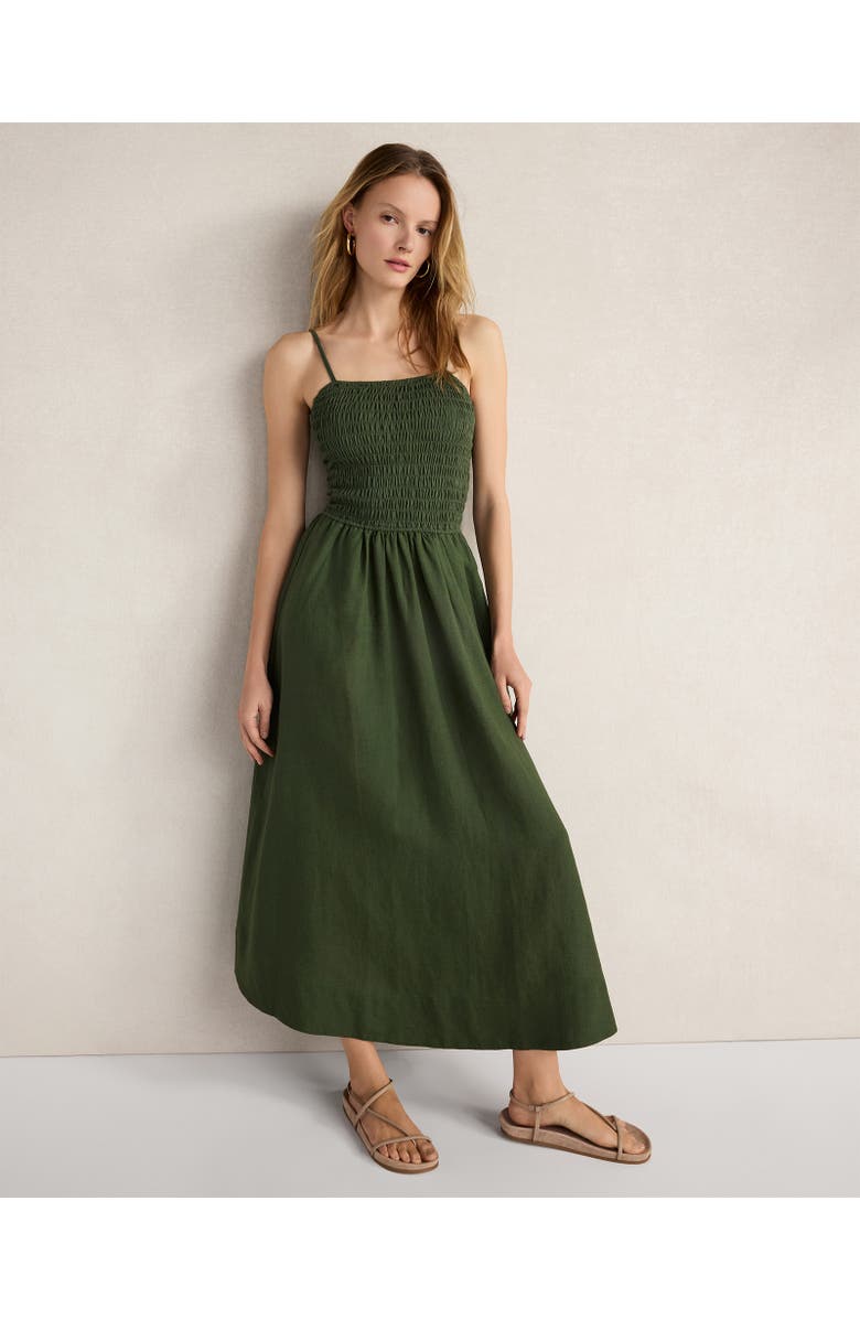 Haven Well Within Organic Cotton Linen Strappy Midi Dress, Main, color, Lush Palm