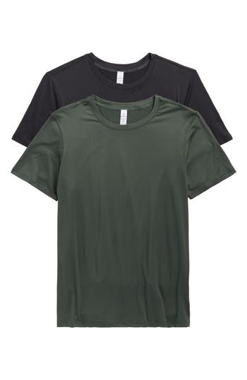 90 Degree By Reflex 2-pack Supersoft Everyday Crewneck T-shirts In Green