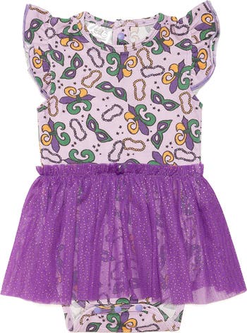 Angel Dear Vintage Holiday Plaid Long Sleeve Tutu Bodysuit main image 1