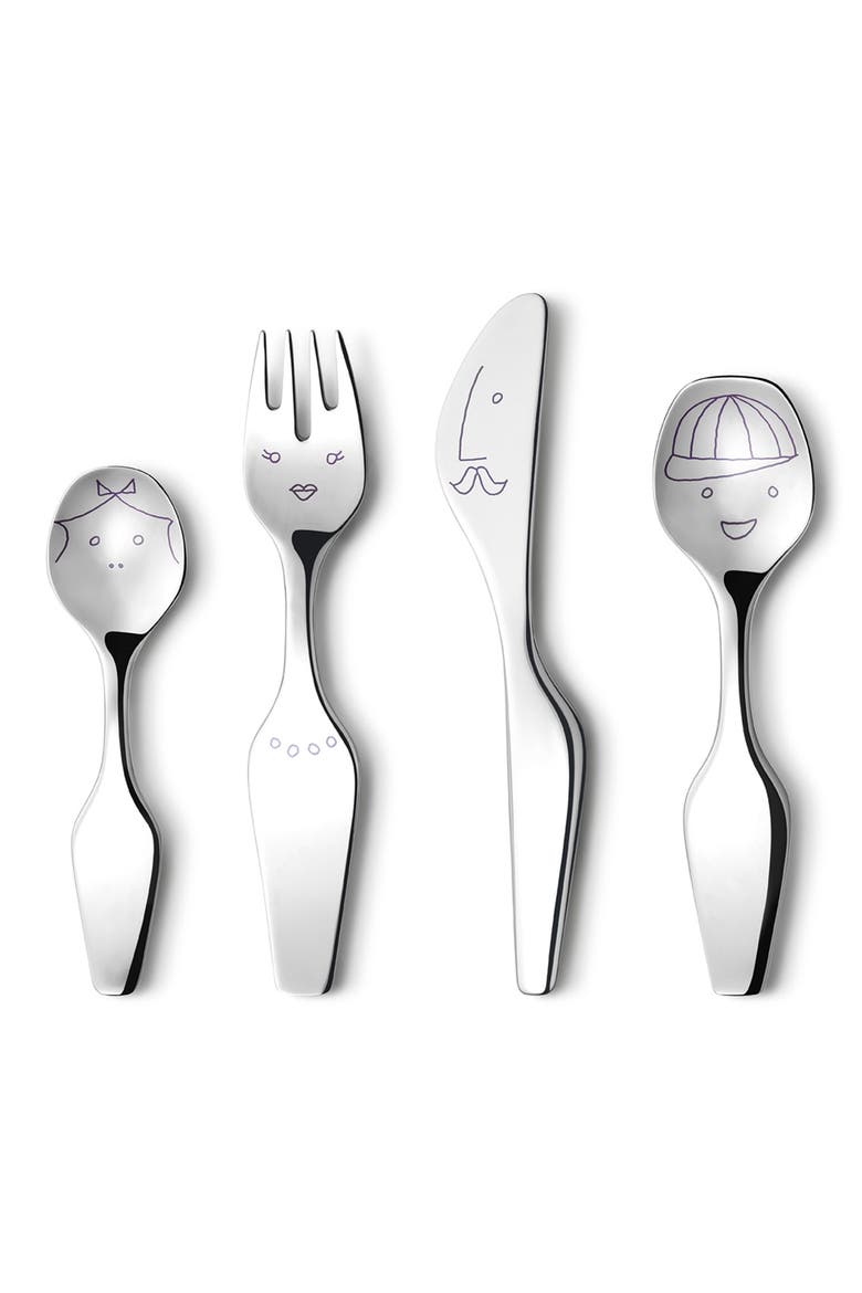 Alfredo The Twist Family 4-Piece Cutlery Set, Main, color, SILVER