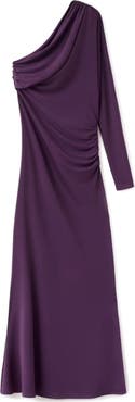 MANGO One-Shoulder Ruched Jersey Dress