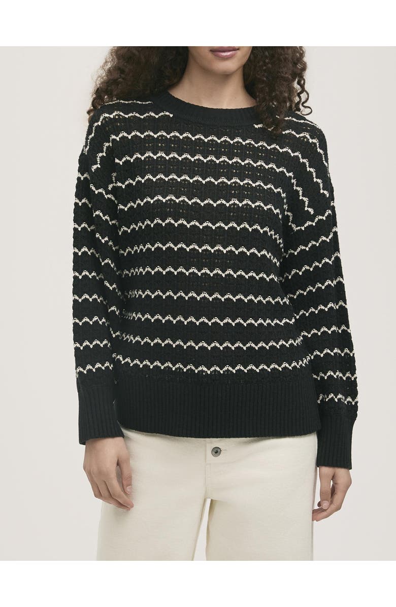 Finery London Sansa Long Sleeve Crochet Sweater, Alternate, color, Black