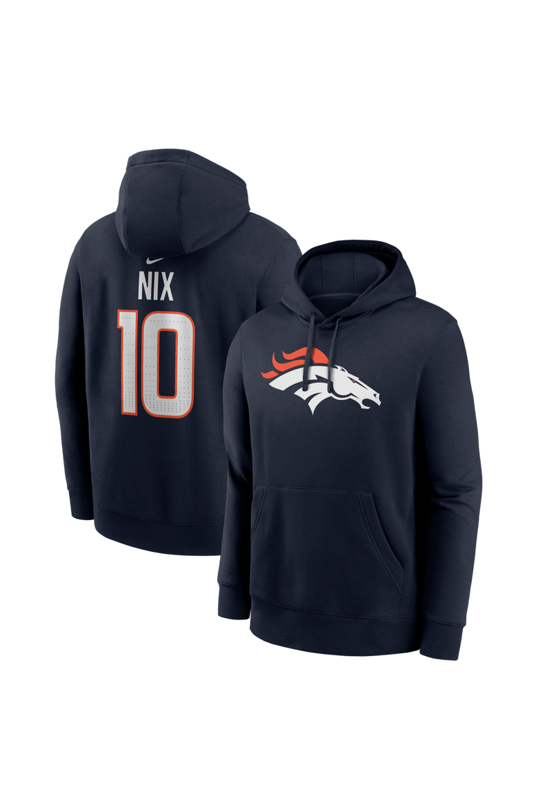 Men's Nike Bo Nix Navy Denver Broncos Name & Number Fleece Hoodie, Main, color, Navy