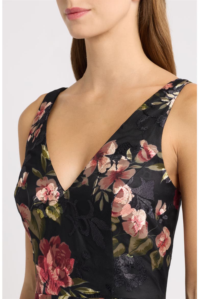 Floral Embroidered Sleeveless Chiffon Cocktail Dress, Alternate, color, BLCK MULTI