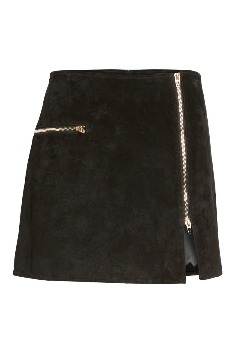 Suede Miniskirt, Alternate, color, ONYX
