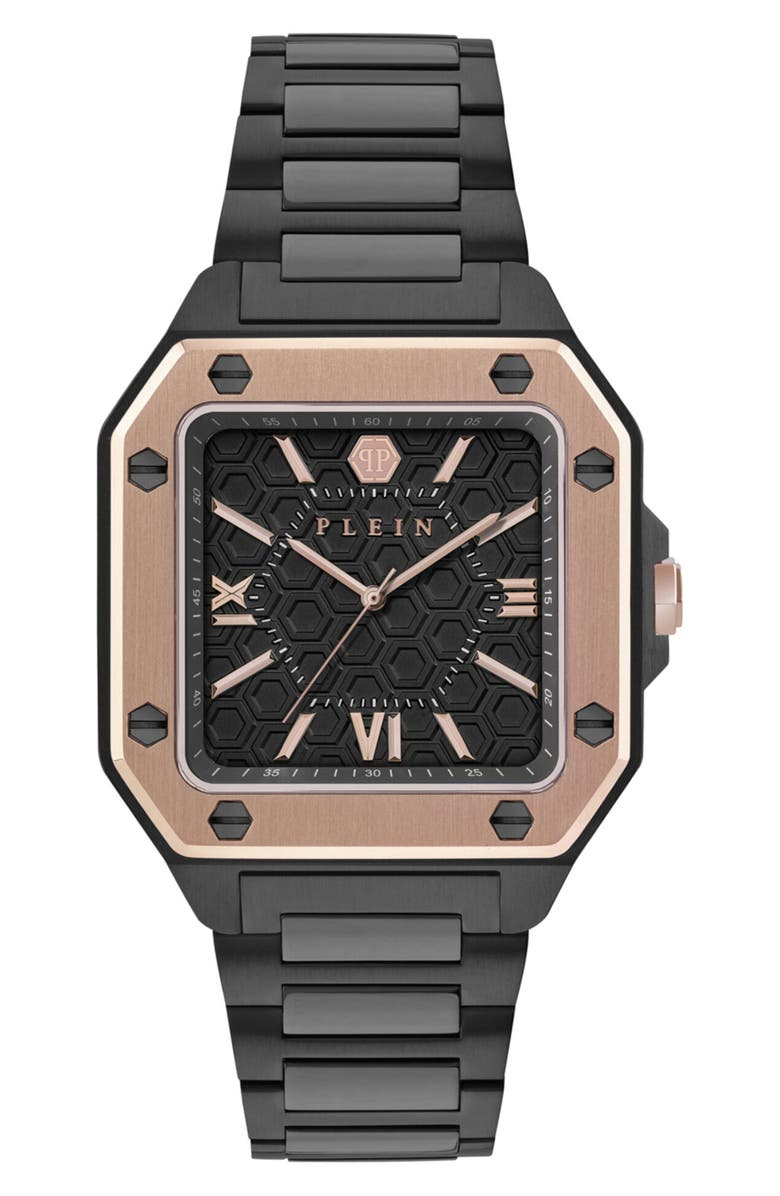 PHILIPP PLEIN Edge Two-Tone Bracelet Watch, 42mm, Main, color, Ip Black