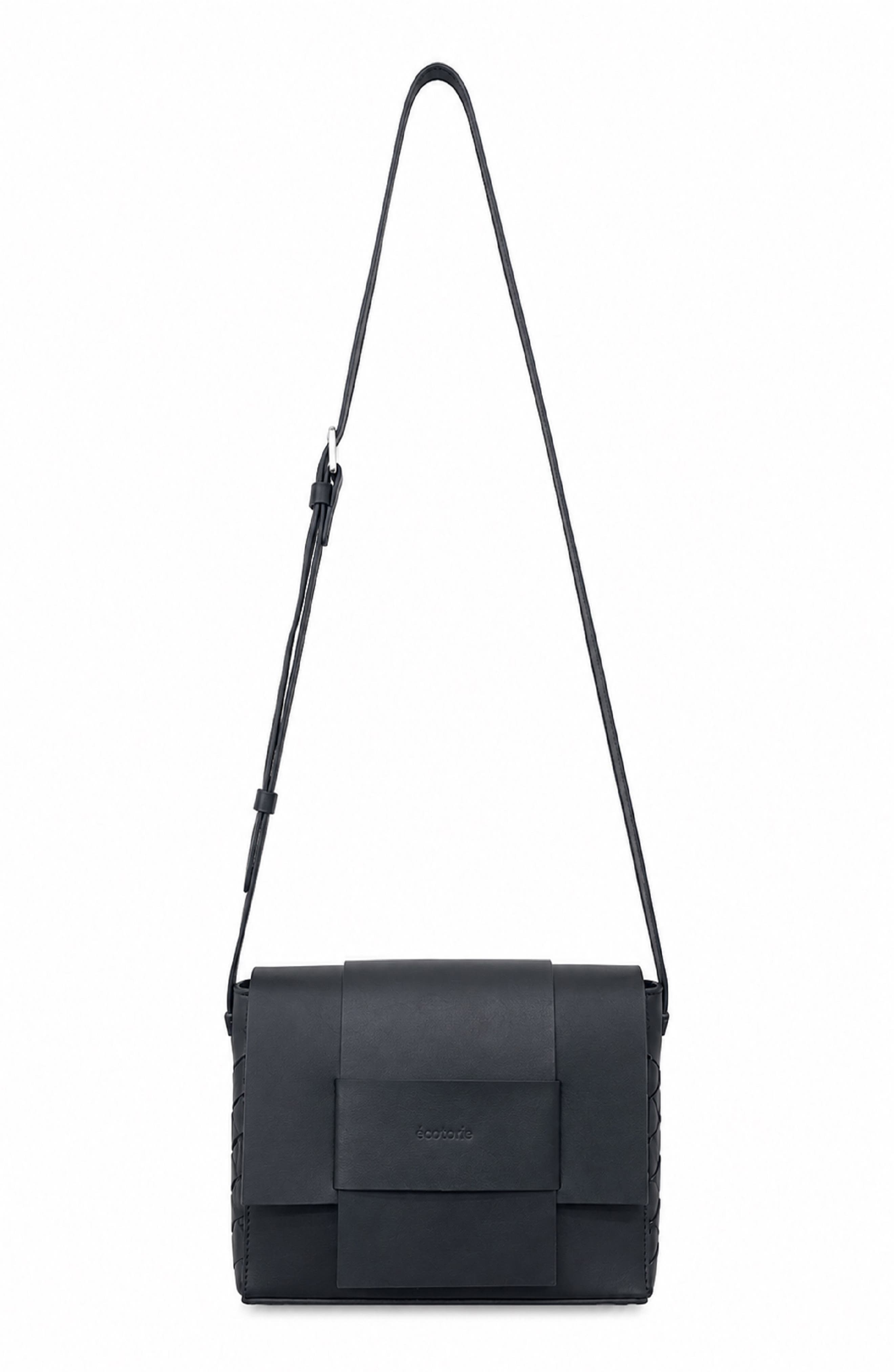 Iris Leather Crossbody Bag, Main, color, BLACK