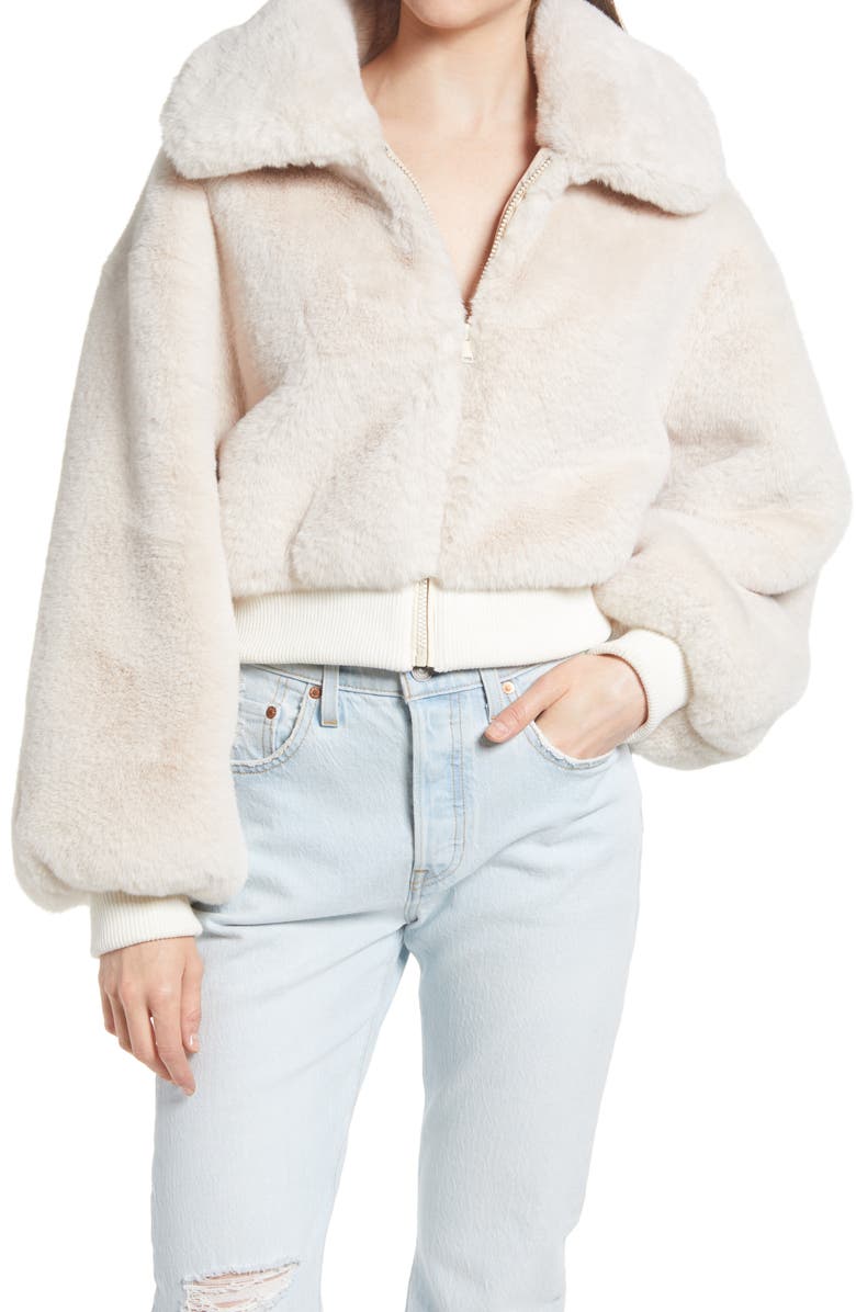 AZALEA WANG Faux Fur Bomber Jacket, Alternate, color,
