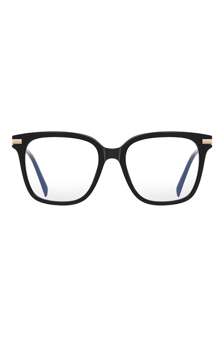 Yara 52mm Square Blue Light Blocking Glasses, Main, color, BLACK