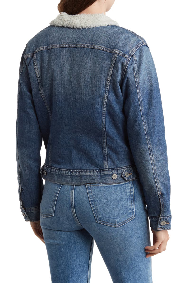 Lucky Brand Faux Shearling Lined Trucker Jacket, Alternate, color, 