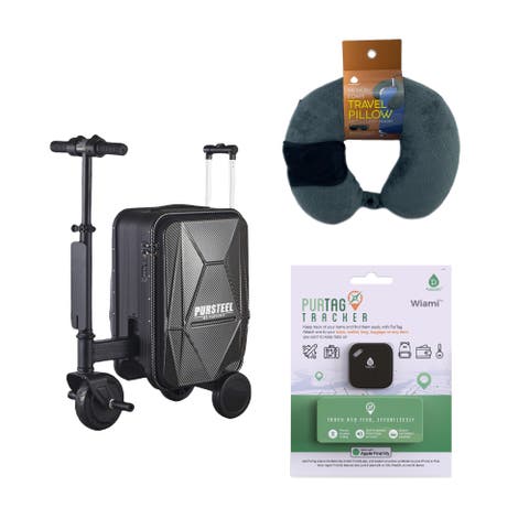 Smart Travel Set Electric Luggage, Purtag Tracker & Memory Foam Pillow