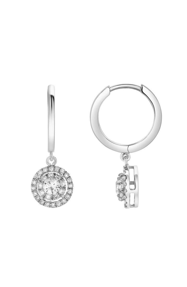 LuvMyJewelry Daphne Pave Round Diamond Drop Huggie Hoop Earrings in 14K Gold, Alternate, color,