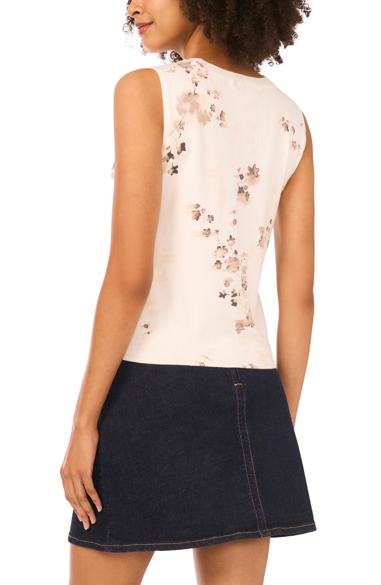 Vince Camuto Floral Sleeveless Sweater, Alternate, color, Birch
