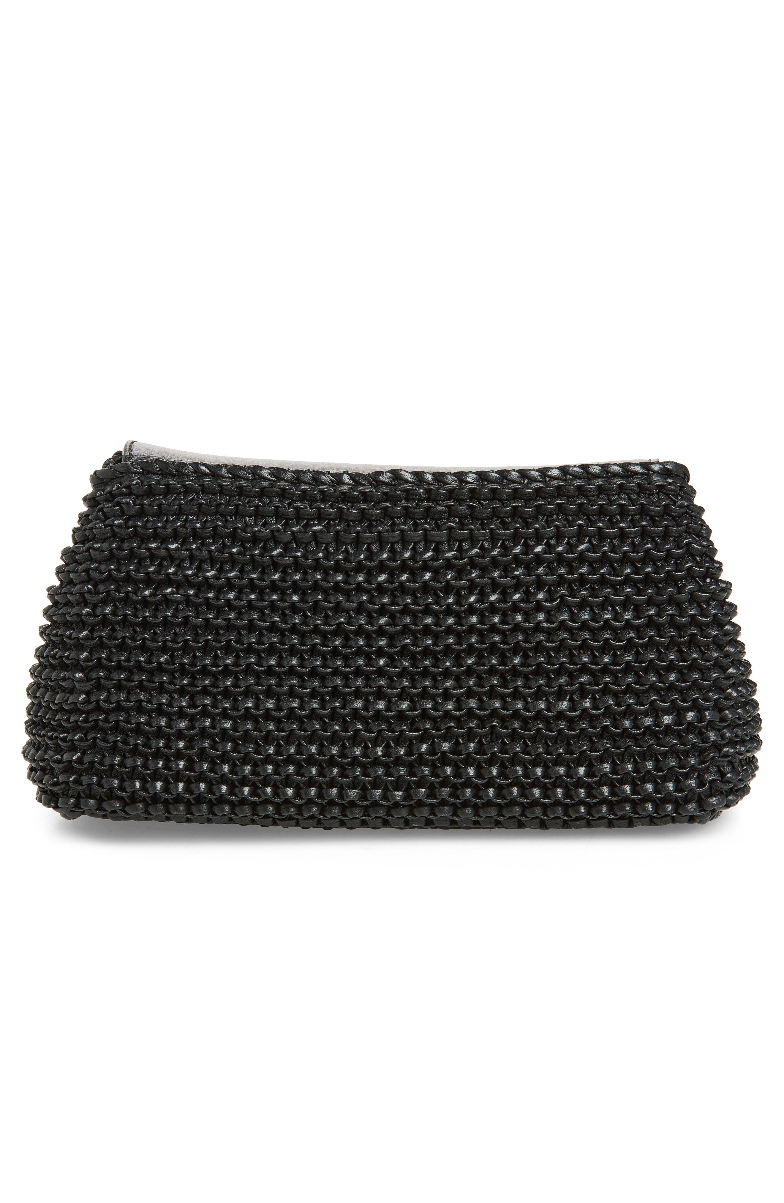 TOTEME Mini T-Lock Knit Leather Clutch, Alternate, color, Black