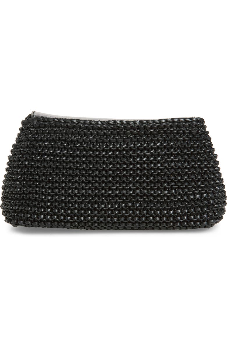 TOTEME Mini T-Lock Knit Leather Clutch, Alternate, color, Black