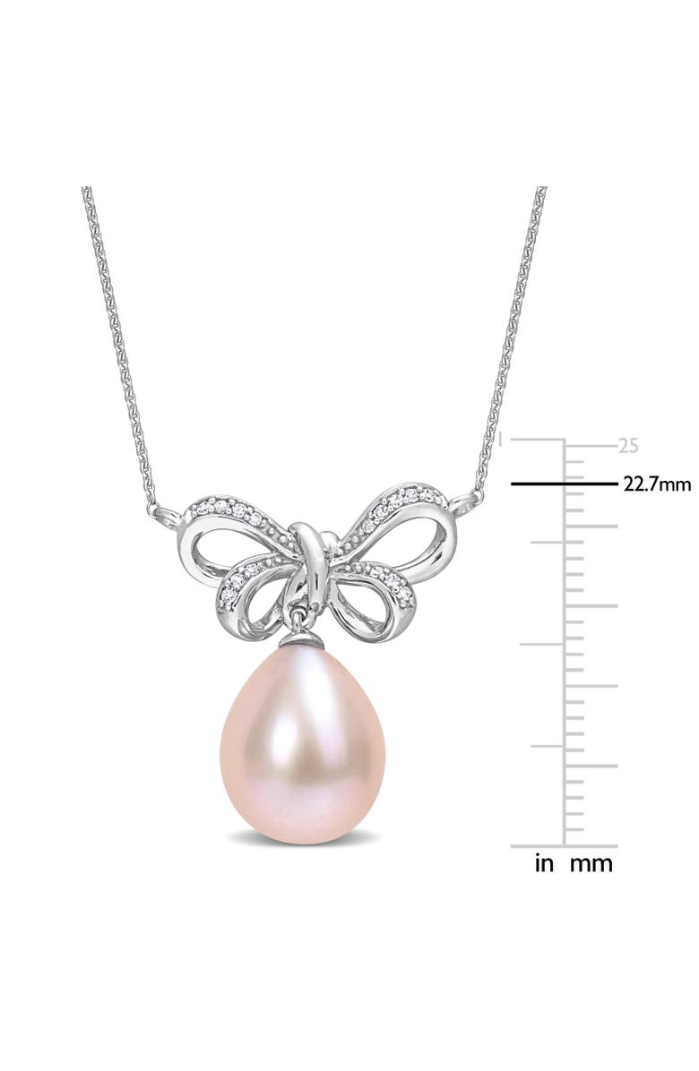 Julianna B. Pink Cultured Pearl & Diamond Bow Necklace 10k, Alternate, color, Pearl