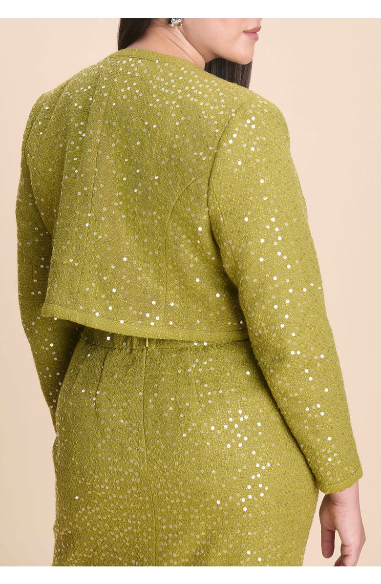 ELOQUII Sequin Tweed Jacket, Alternate, color, Golden Cypress
