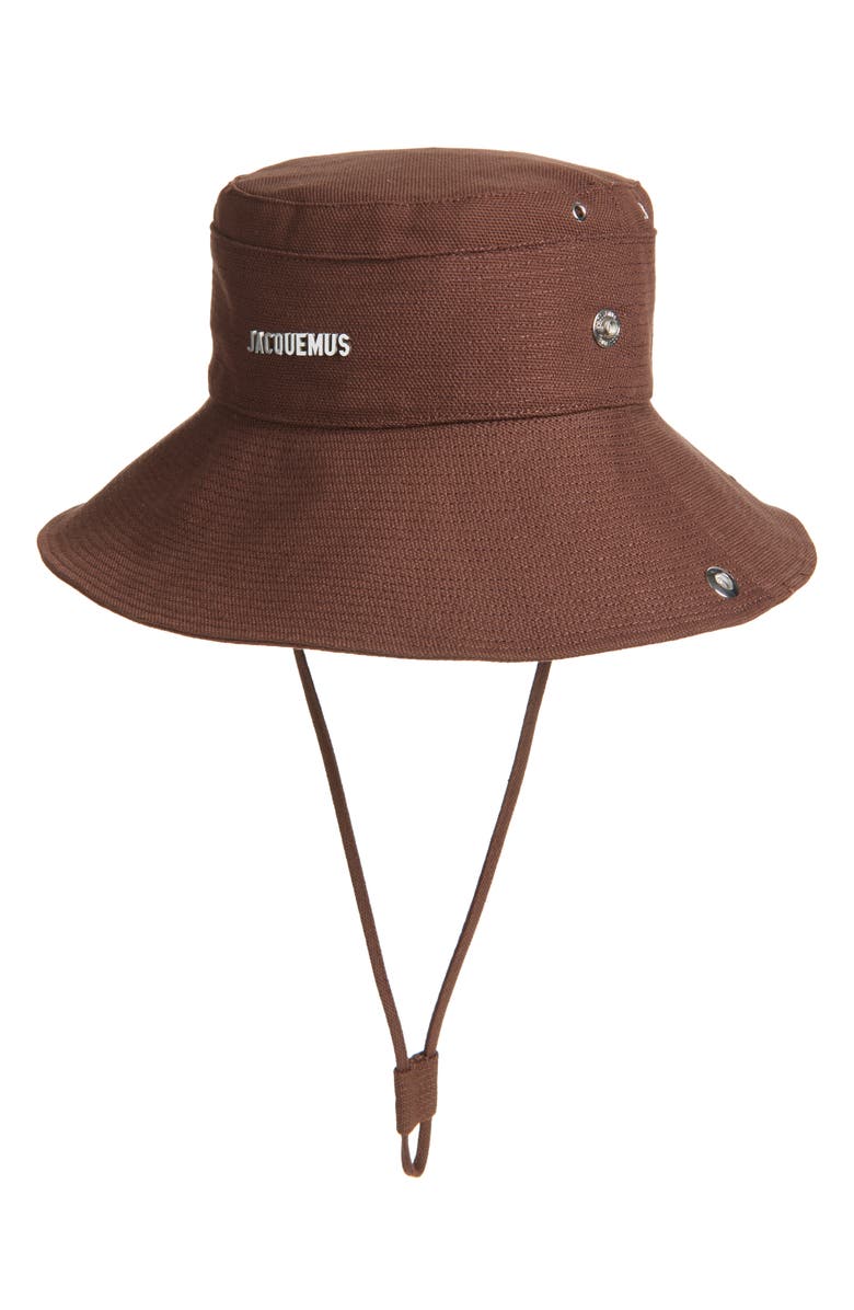 Jacquemus Le Bob de-Nîmes Cotton Canvas Bucket Hat, Main, color, Brown
