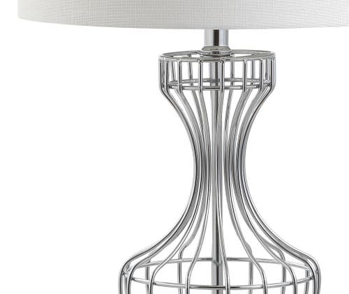 Jonathan Y Honore Metal Wire Frame Led Table Lamp In Chrome