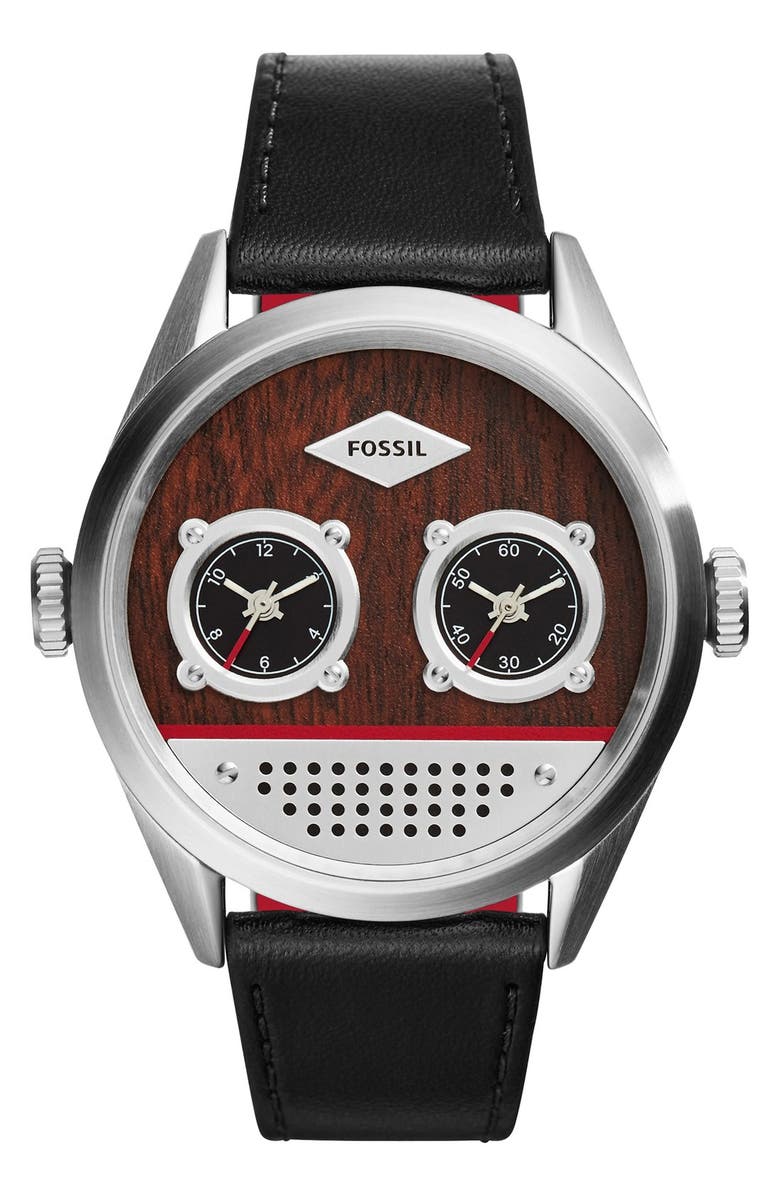 Fossil Del Rey Chronograph Orange Leather Cuff Watch ES3768 Silver Cream Dial Fossil Orange Watch | eBay main image 3