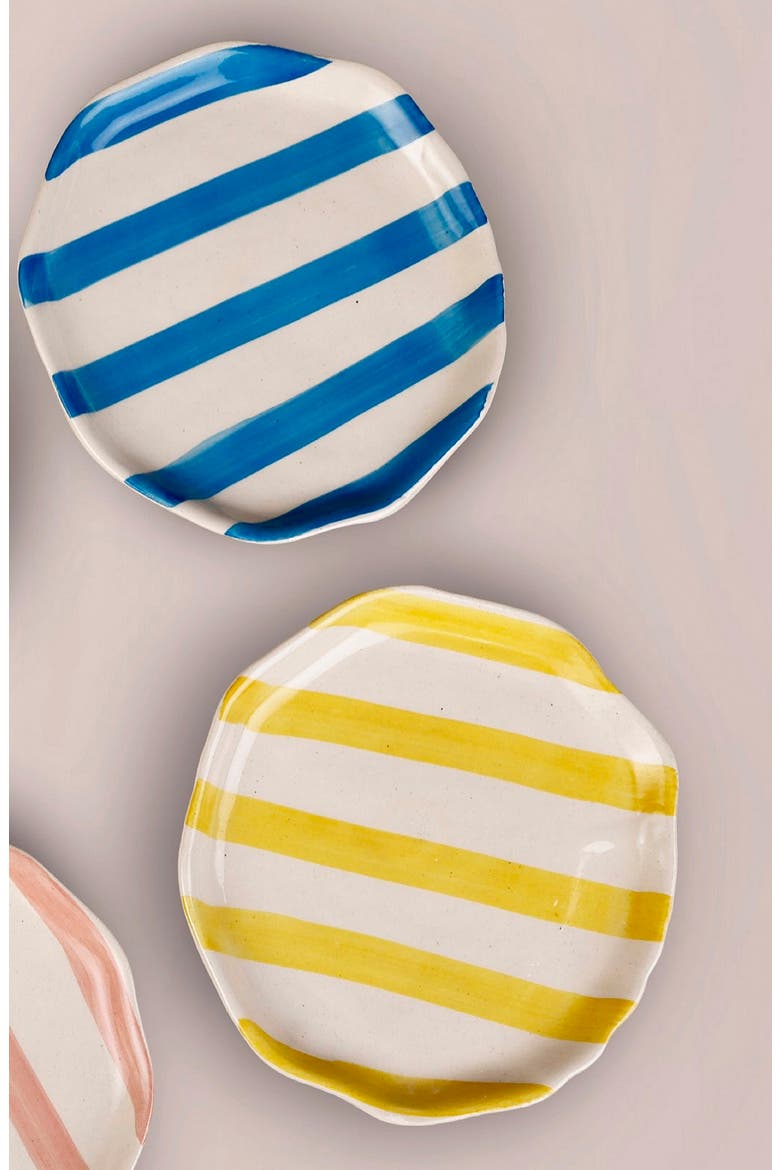 Stripe Stoneware Ceramic Plate, Alternate, color, YELLOW