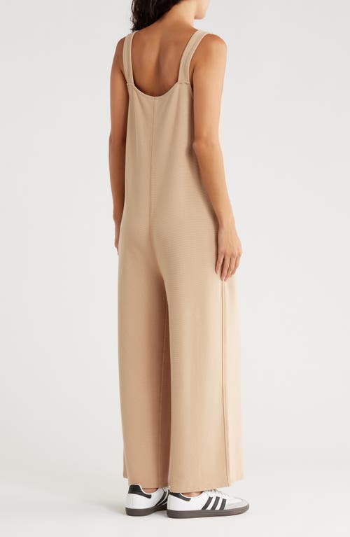Wishlist Sleeveless Ribbed Wide Leg Jumpsuit In Neutral