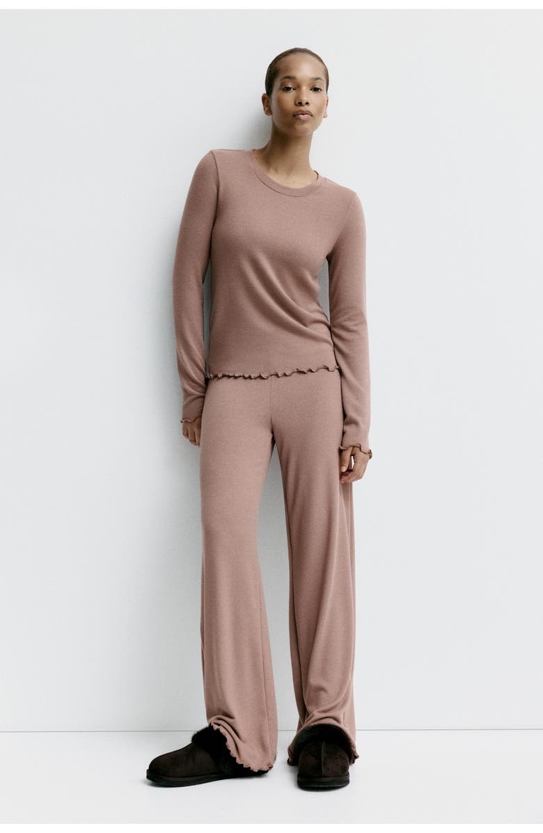 H&M Brushed Jersey Pyjamas, Alternate, color, Taupe Melange
