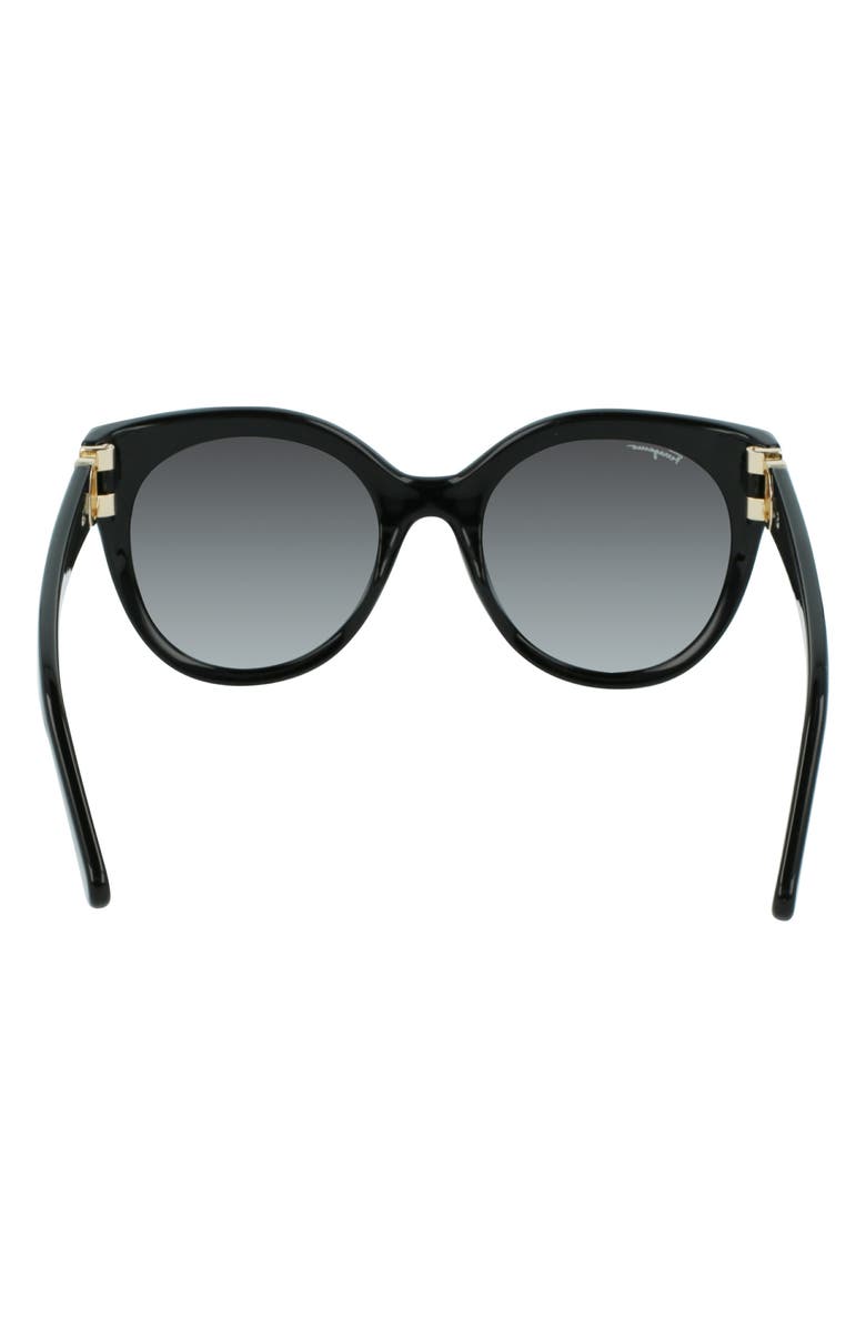 FERRAGAMO Gancini 53mm Round Sunglasses, Alternate, color, Black
