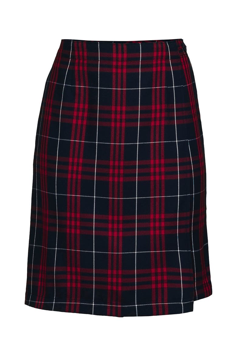 School Uniform  Plaid  A Line Tab Skort Top of Knee, Alternate, color, Classic Navy Large Plaid
