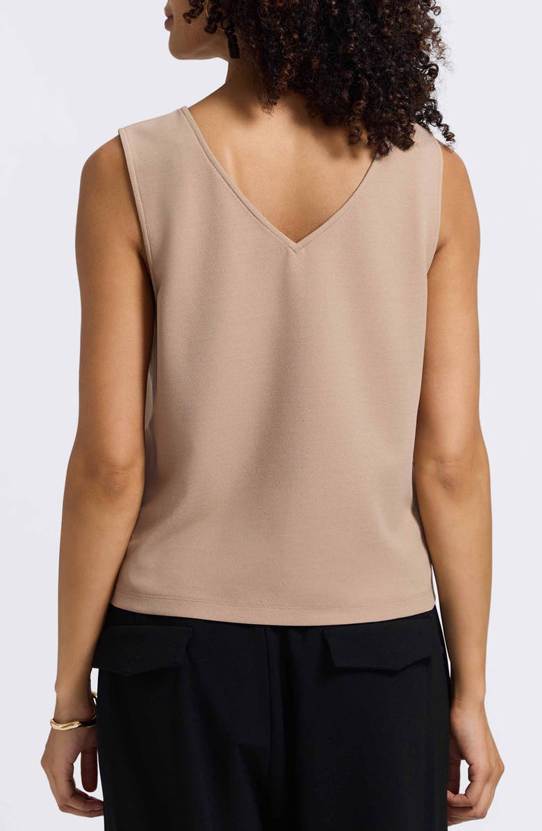 Foxcroft Callie Sleeveless Crepe Knit Top, Alternate, color, Khaki