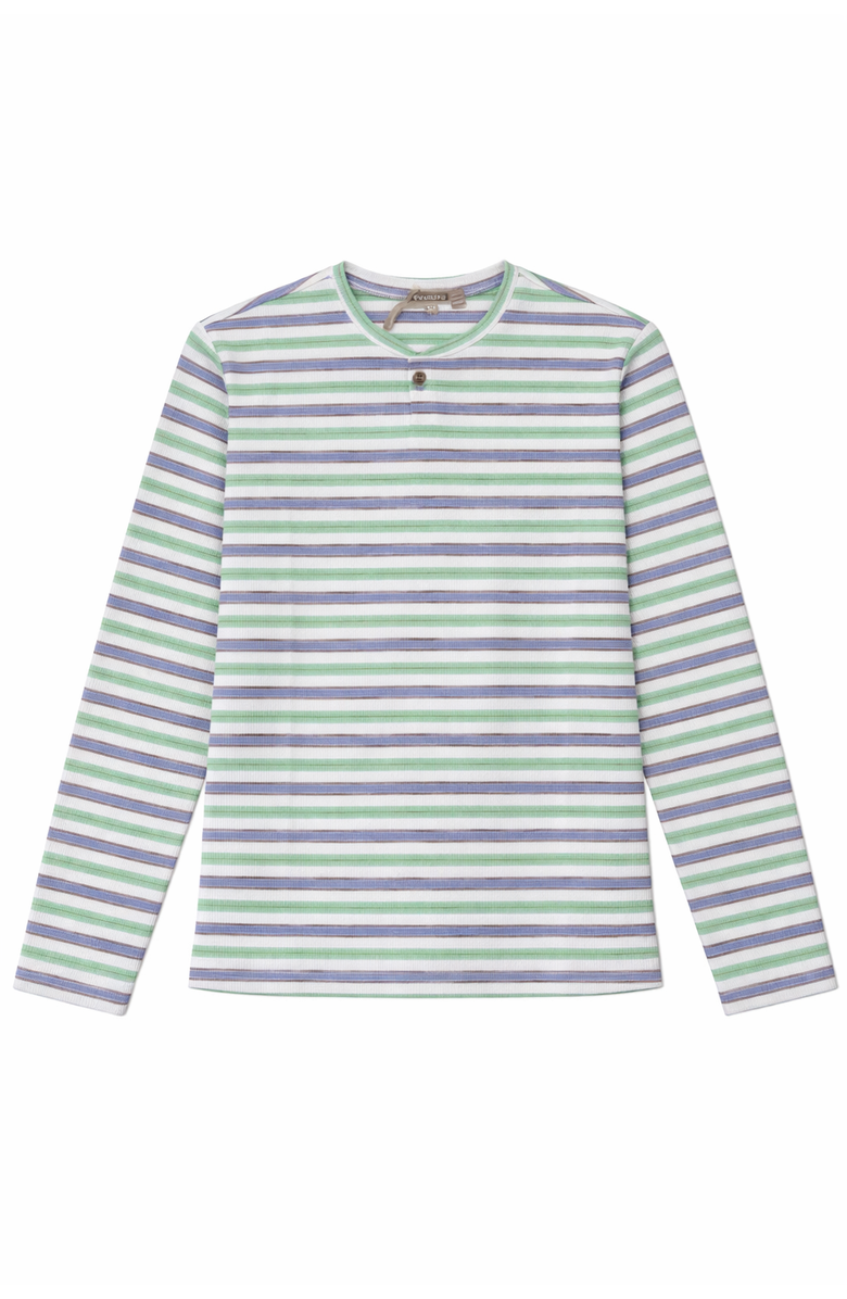 Positive Striped Henley Ribbed Neckline Long Sleeve Tee, Main, color, Mint