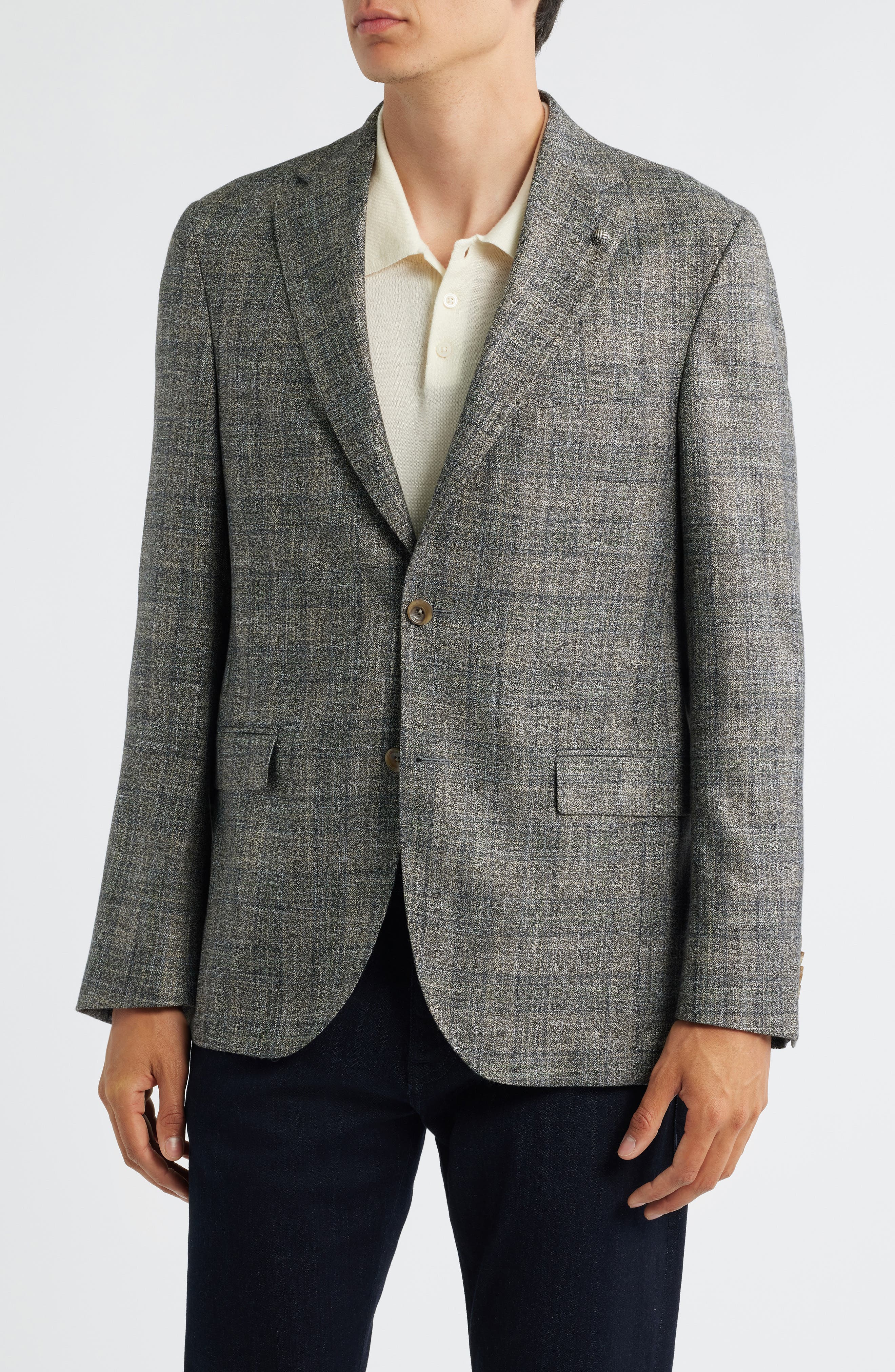 Jack Victor Midland Contemporary Fit Marled Plaid Wool Blend Sport Coat