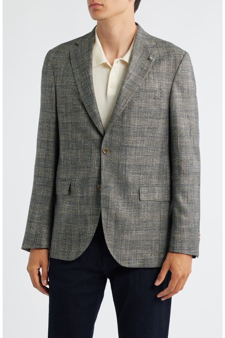 Midland Contemporary Fit Marled Plaid Wool Blend Sport Coat, Main, color, GREY