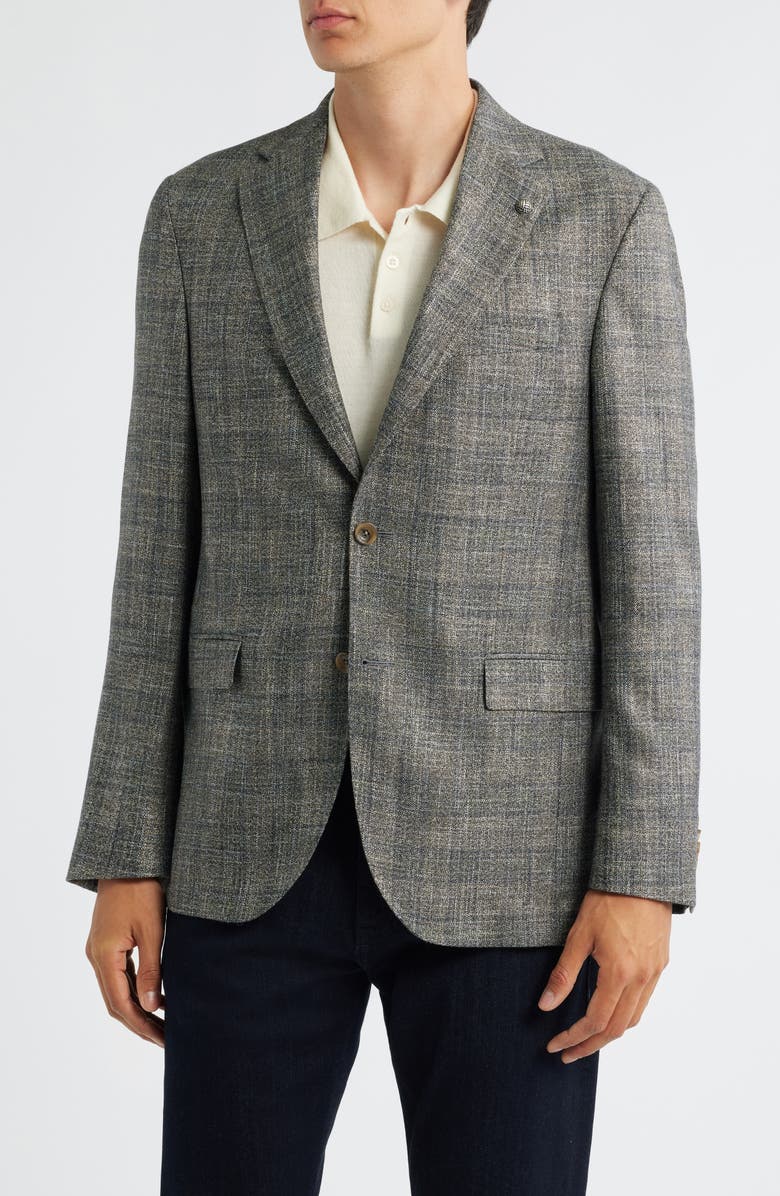 Jack Victor Midland Contemporary Fit Marled Plaid Wool Blend Sport Coat, Main, color, Grey